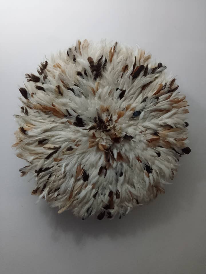 Beige and natural speckled white juju hat for wholesale by HOME DECOR FR