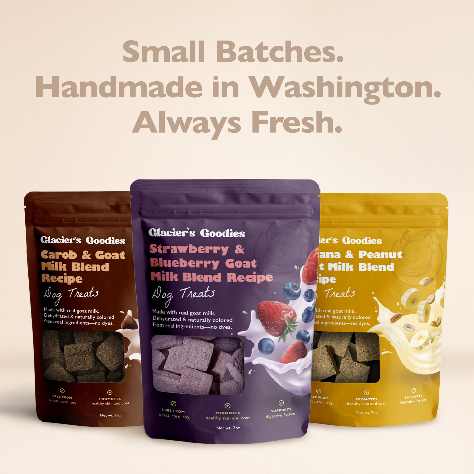 Glacier's Goodies - Wholesale Pet Treats - Dog - Goat Milk Dog Treats – Carob (7oz) 6pack4