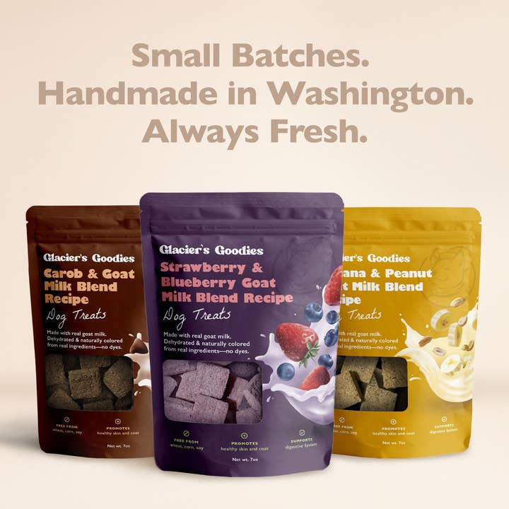 Glacier's Goodies - Wholesale Pet Treats - Dog - Goat Milk Dog Treats – Banana & Peanut (7oz) 6pack4