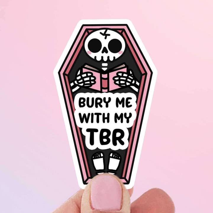 Reader Skeleton Sticker - Bury Me with my TBR for wholesale by Bookish Queen