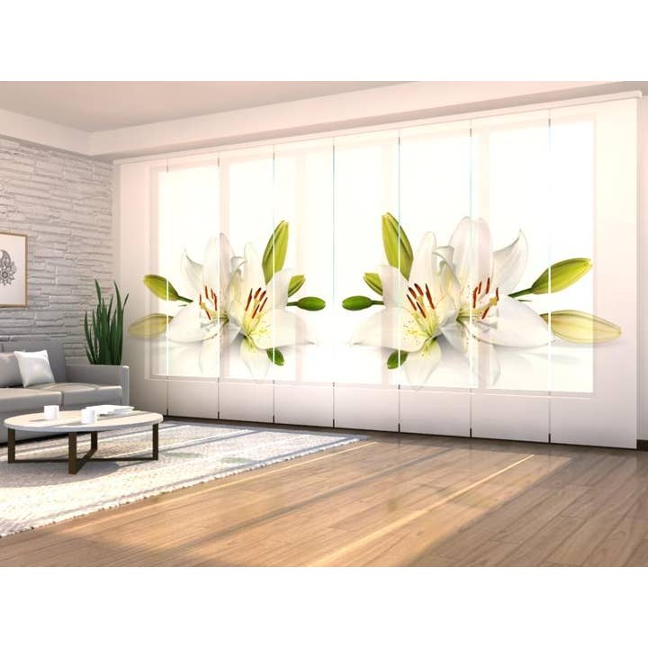 Sæt med 8 Crystal Lily Panel Gardiner for engroshandel hos IlyDecor
