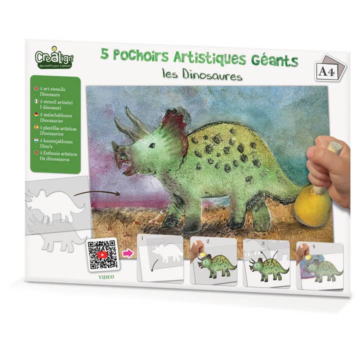 Créa Lign' - Wholesale Art Set - Kids & Baby - Giant artistic stencils “The dinosaurs”