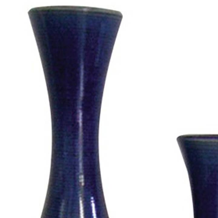 HomeRoots - Wholesale Vase - Set of 2 Deep Indigo Blue Ceramic Tall Thin Vases3