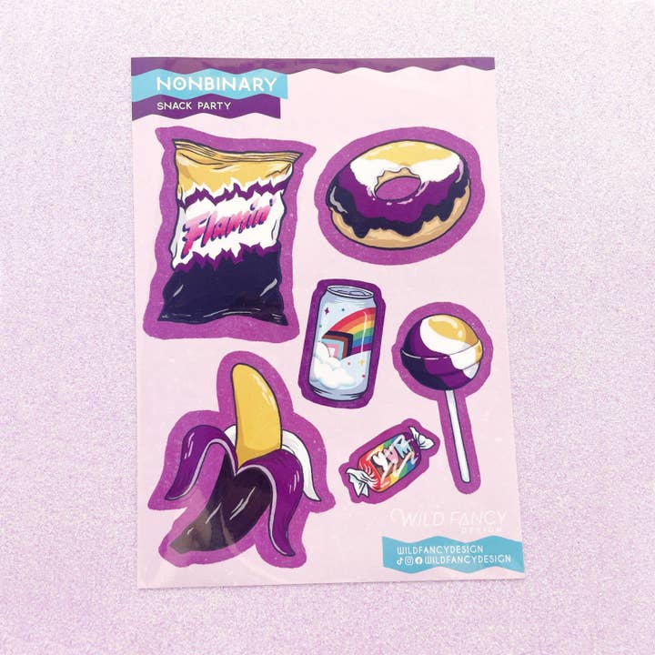 Ikke-binært snacks-klisterark for engroshandel hos Wild Fancy Design