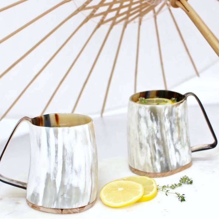 The African Home Goods - Wholesale Beer Glass/Mug - Ankole Cow Horn Beer Mugs / Tumbler Light6