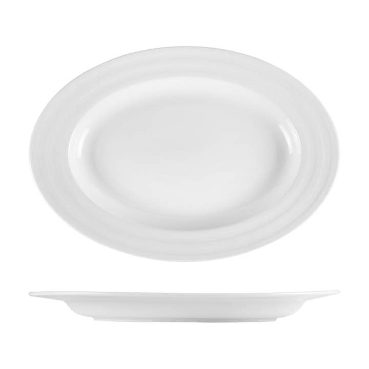 Piatto Ovale in Porcellana Lizbon 15,25" x 10,5" x h:1,5" Bianco per la vendita all'ingrosso da parte di TURGLA HOME