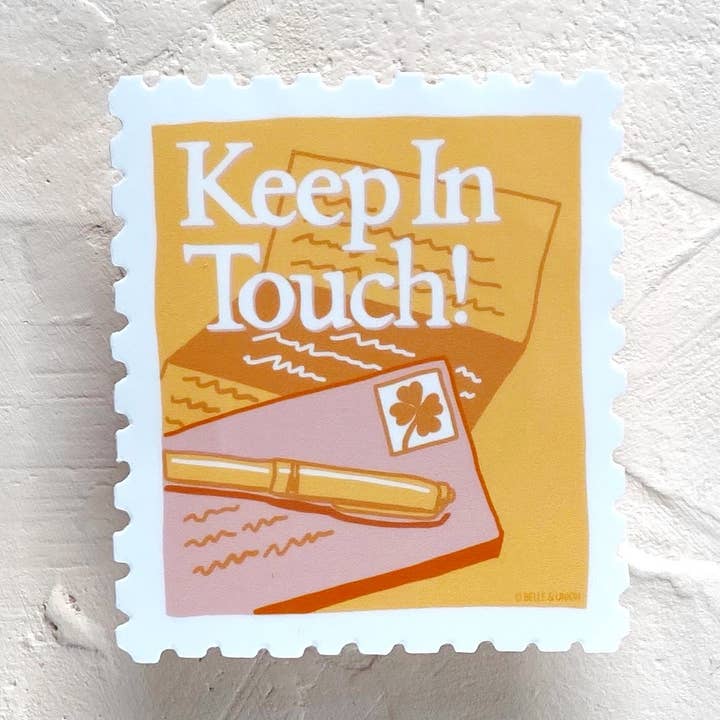 Keep in Touch Postage Stamp Sticker for wholesale by Belle & Union