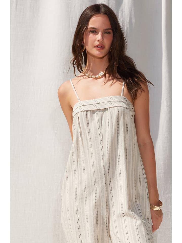 Natural Stripe Linen Jumpsuit for wholesale on Faire7