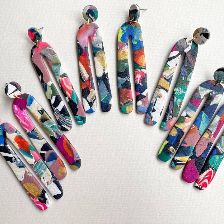 Noble Fawn Jewelry - Wholesale Dangle Earrings - Long Multi Colored Arches