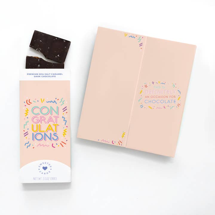 Congratulations Card and Chocolate Bar for wholesale by Sweeter Cards Chocolate Bar + Greeting Card in ONE!