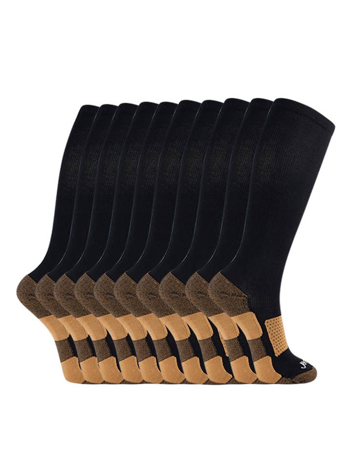 Copper Bamboo Cushion Everyday Compression Socks (15-20mmHg) - 10 Pack for wholesale by Ja-vie
