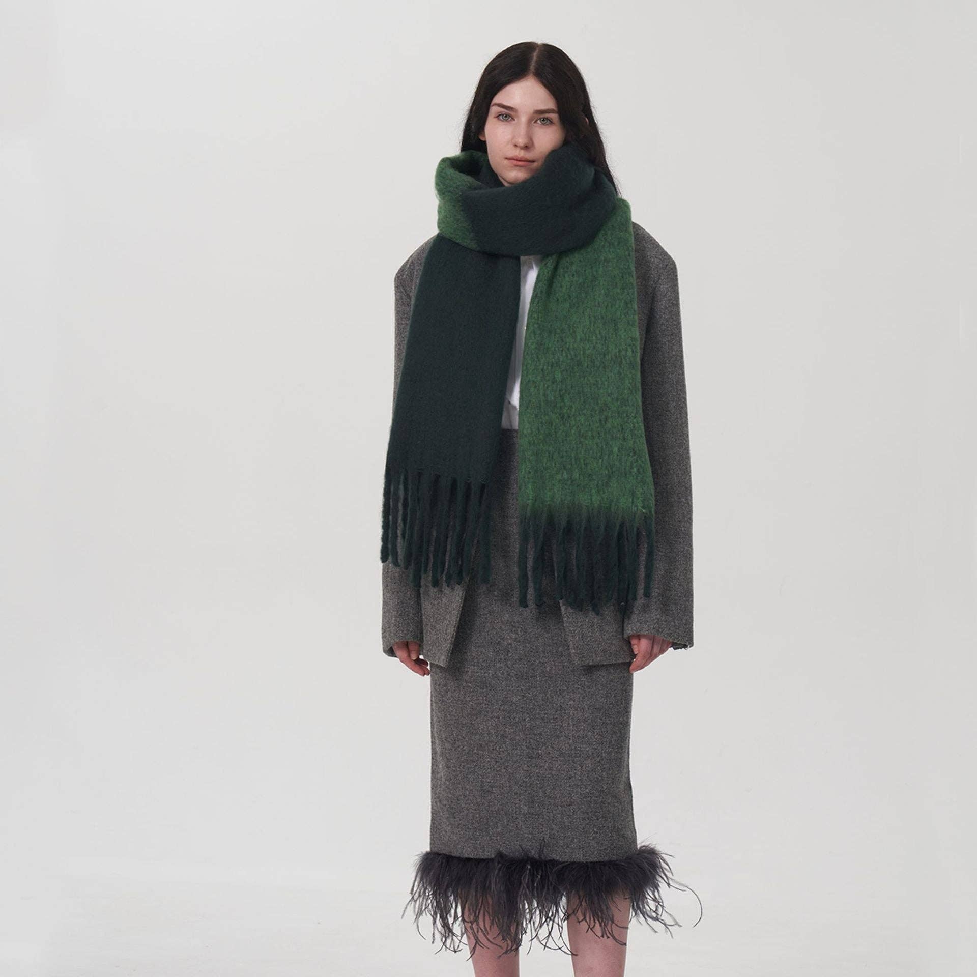 Dipped Shop - Vendita all'ingrosso Sciarpa - Donna - Sciarpa morbida in mohair con giuntura a tinta unita DPS13173