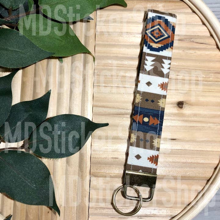 Western Stripe Print Stofnøglering, nøglering, nøglering for engroshandel hos MDStickerShop