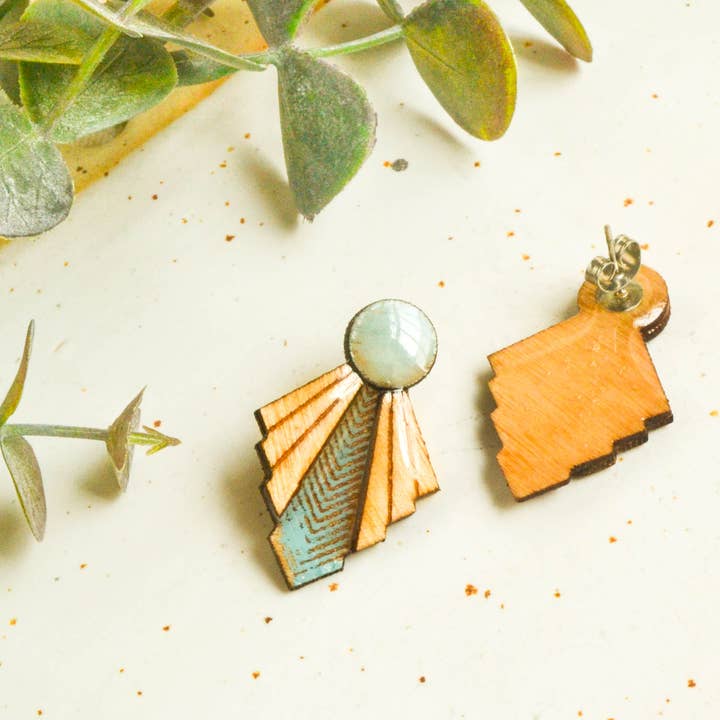 Monkey Wood - Vendita all'ingrosso Orecchini pendenti - Orecchini Art Déco Tribali / Orecchini Statement Art Déco1