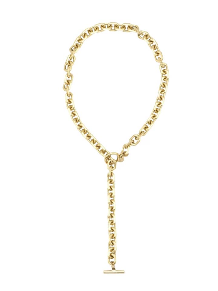 Poppy Oval Paperclip Toggle Long multi Chain necklace for wholesale by HoopLa