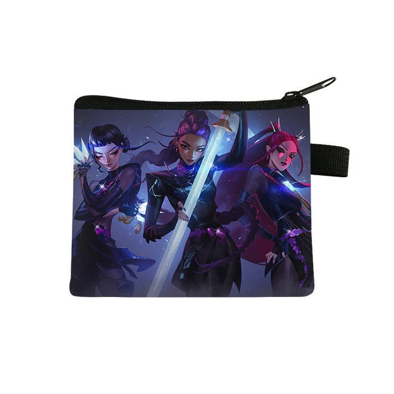 Auraquise - Vente Porte-monnaie – enfant - Porte-monnaie Mini Imprimé Anime Chasseurs de Démons K-Pop Porte-clés & Cartes Portable Petit Portefeuille Mignon4