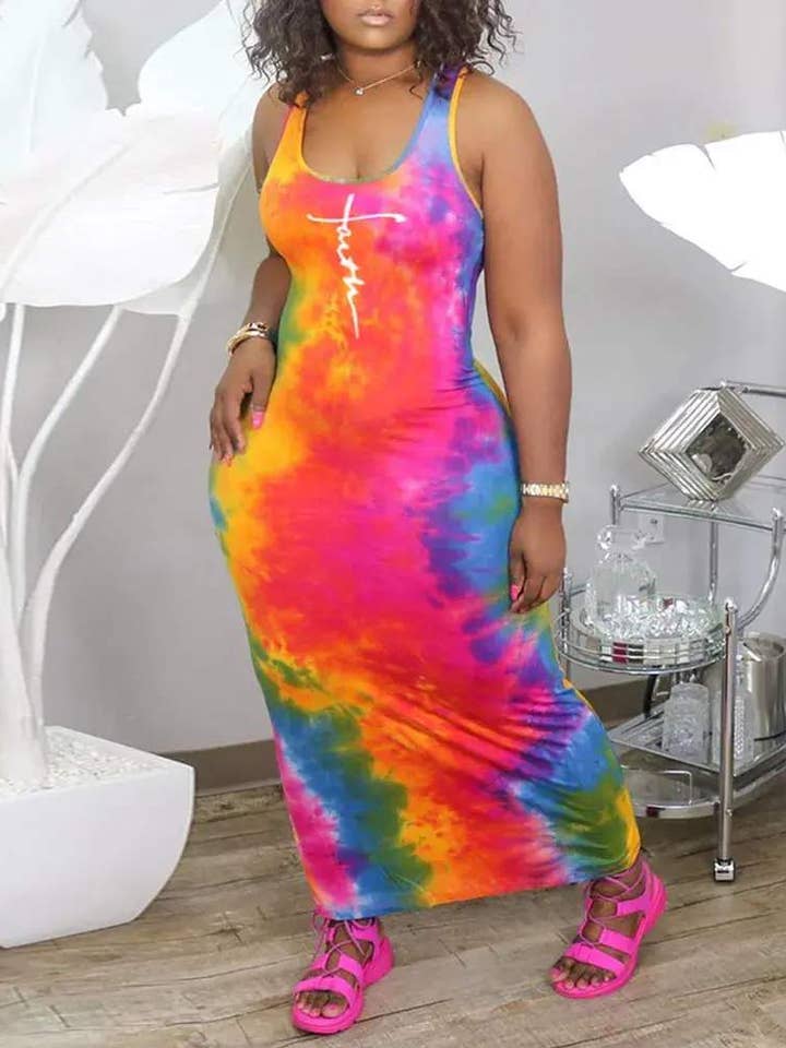 slips farvebrev print afslappet tank kjole for engroshandel hos Flarix