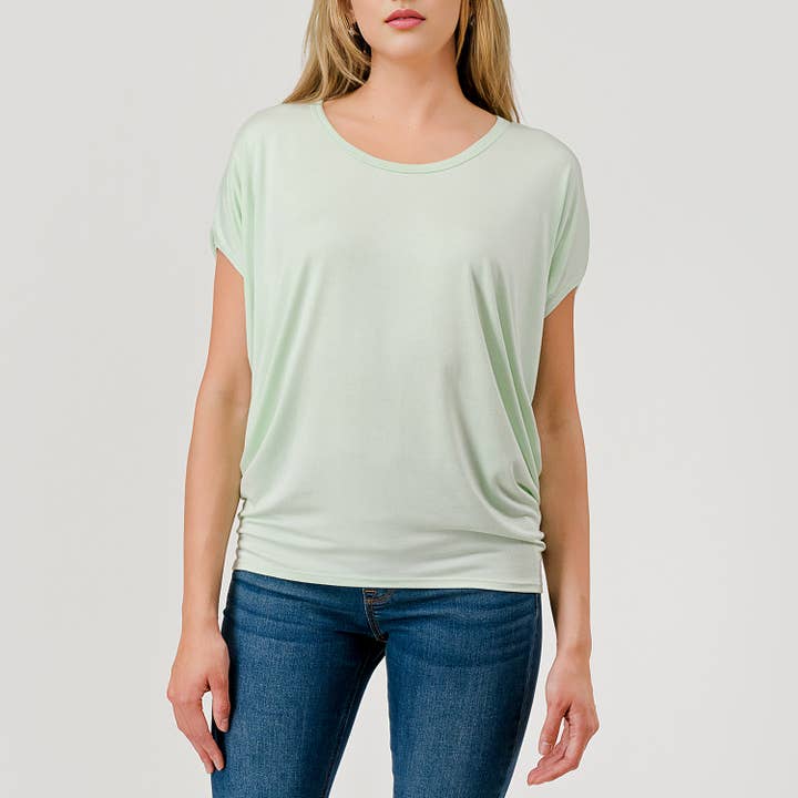 Heimious - Wholesale Knit Top - Women's - Short Dolman Sleeve Modal Jersey Top, 2572