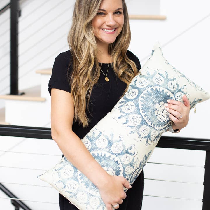 Linen & Ivory - Wholesale Throw Pillow Cover - JUNIPER || Indigo & Cream Pillow Cover2