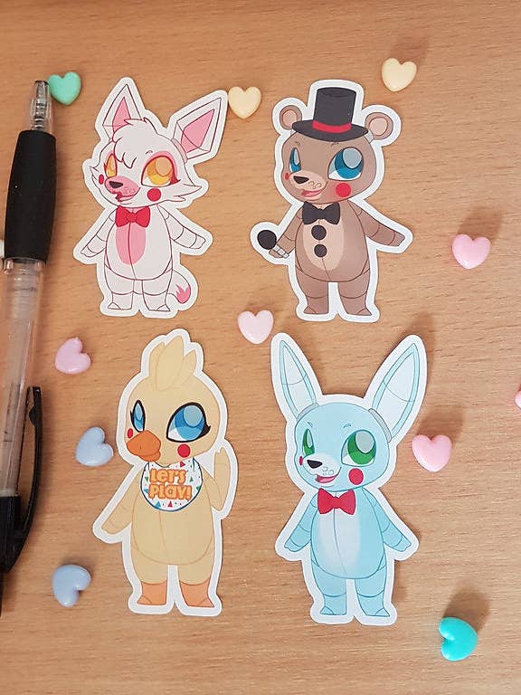 FNAF Five Nights At Freddies Toy Sticker Set for wholesale by Ellesdoodlebox