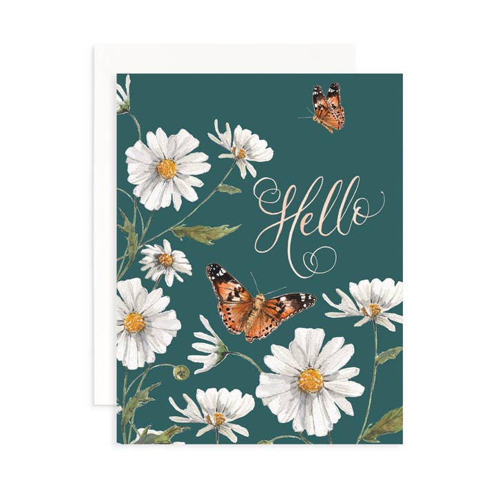 Carte de vœux Papillon Hello pour la vente par Cami Monet