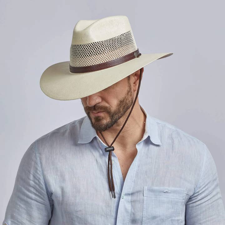 American Hat Makers - Wholesale Straw Hat - Unisex - Outback Vented Straw Sun Hat - Style Florence