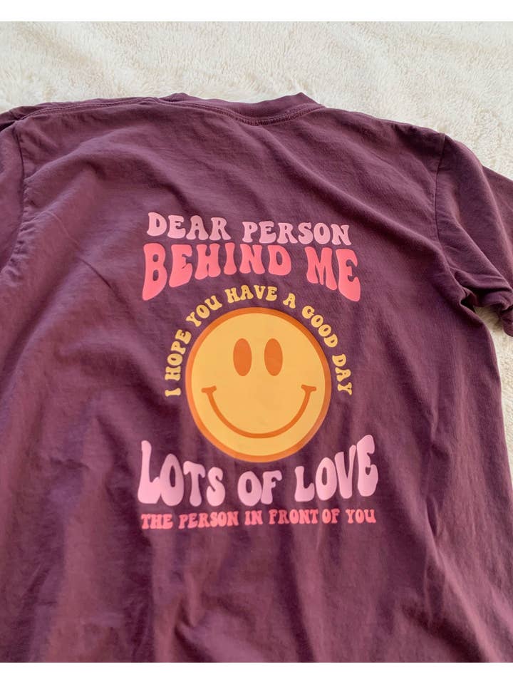 Rad Vibes Only - Wholesale Screen Printed T-Shirt - Women's - Dear Person Behind Me Tee Trendy Quote Smiley Happy Tee
