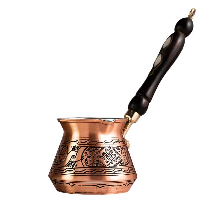 ALFIQ Copper – Engroshandel Espressomaskine – Tyrkisk kaffekande i rent kobber træhåndtag/tyk håndlavet non-stick potte mælkevarmer/Original vintage kaffe manuel kaffemaskine6