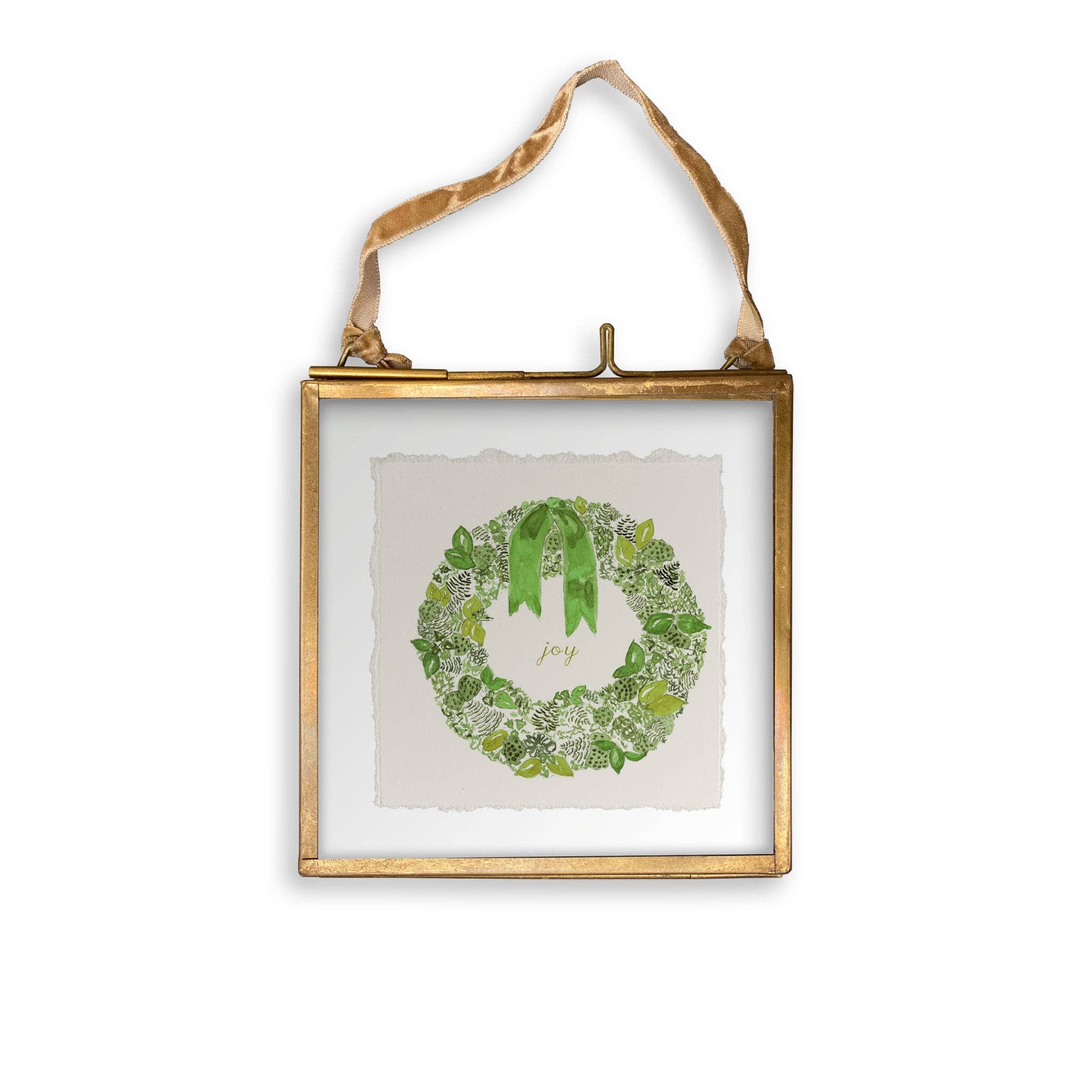 French Graffiti - Wholesale Tea Towel - Green Wreath with Joy12
