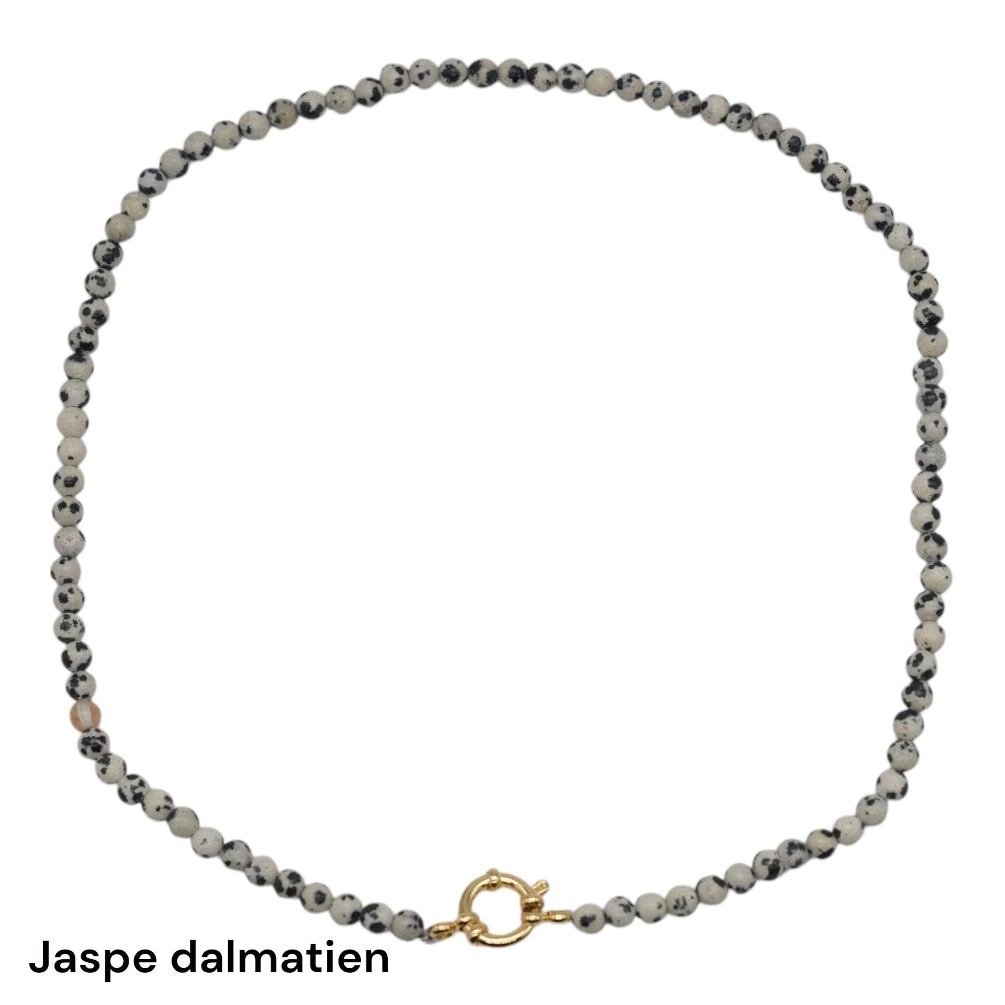 Foliesbijoux - Wholesale Beaded/Pearl Necklace - 43 cm 4 mm necklace with gold-plated stainless steel buoy clasp (20 stones available)2