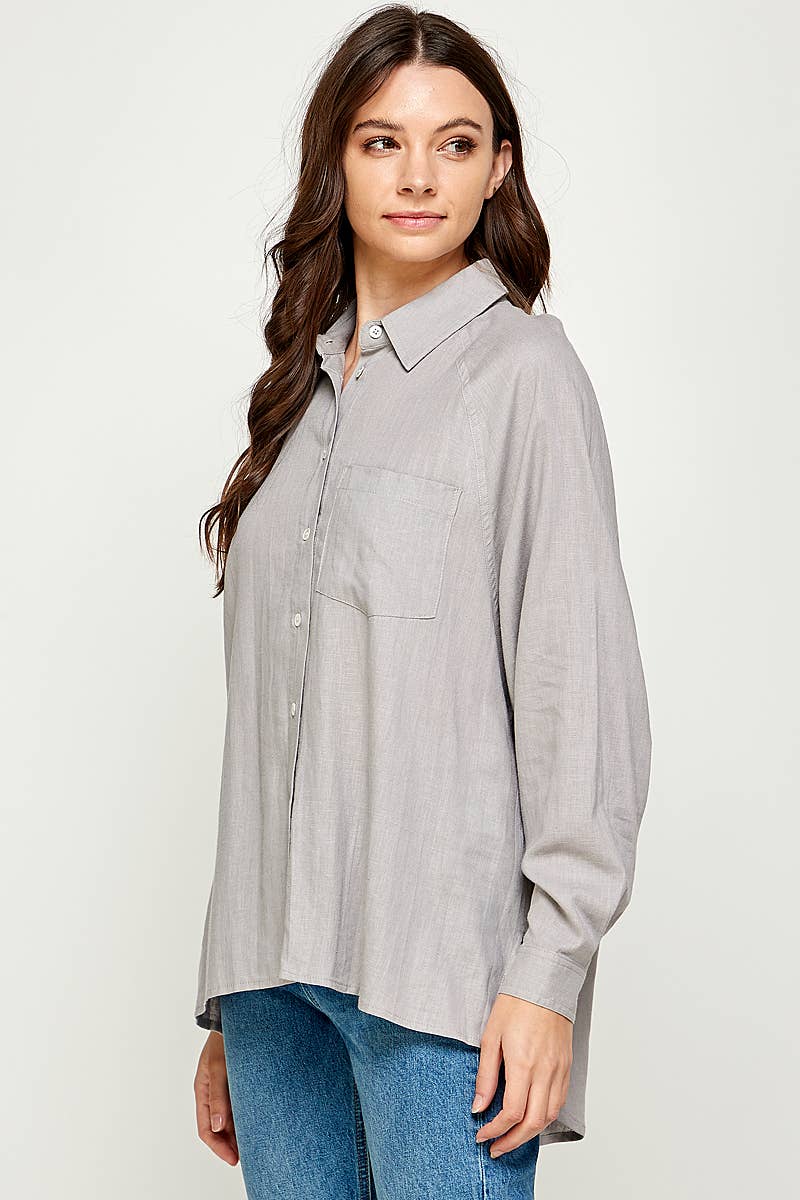 FUN2FUN - Wholesale Button Down Shirt - Women's - LINEN BLEND SHIRT14