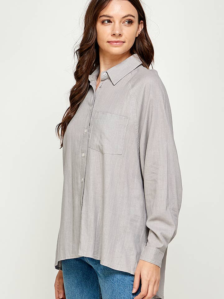 FUN2FUN - Wholesale Button Down Shirt - Women's - LINEN BLEND SHIRT14