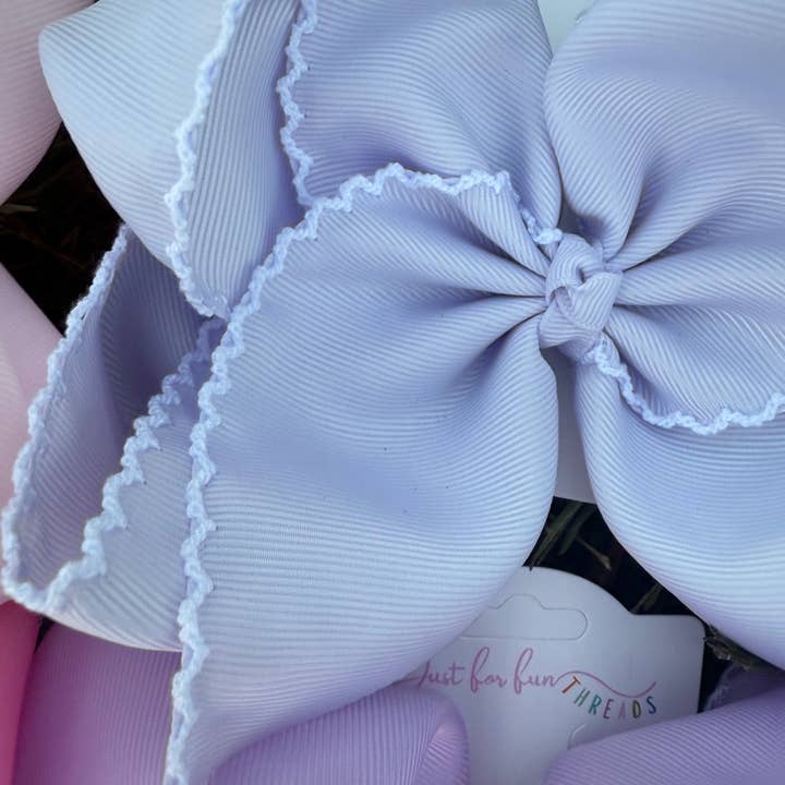 Just For Fun Threads - Wholesale Hair Bow - Kids - Extra Fun Solid Moonstitch Hair Bows (6in)6