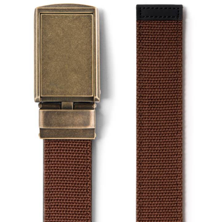Brown Canvas Belt - Brass Buckle for wholesale by SlideBelts