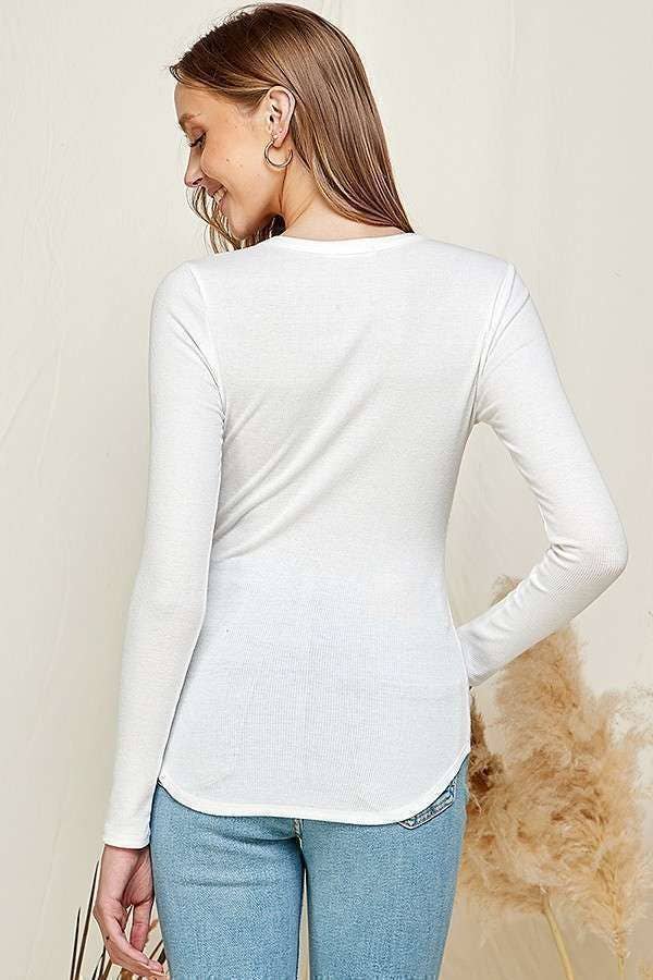 Heart & Hips – Engroshandel Skjorte med buttondown – til kvinder – RT47662L - HENLEY 2X2 RIB LANGÆRMET TOP5