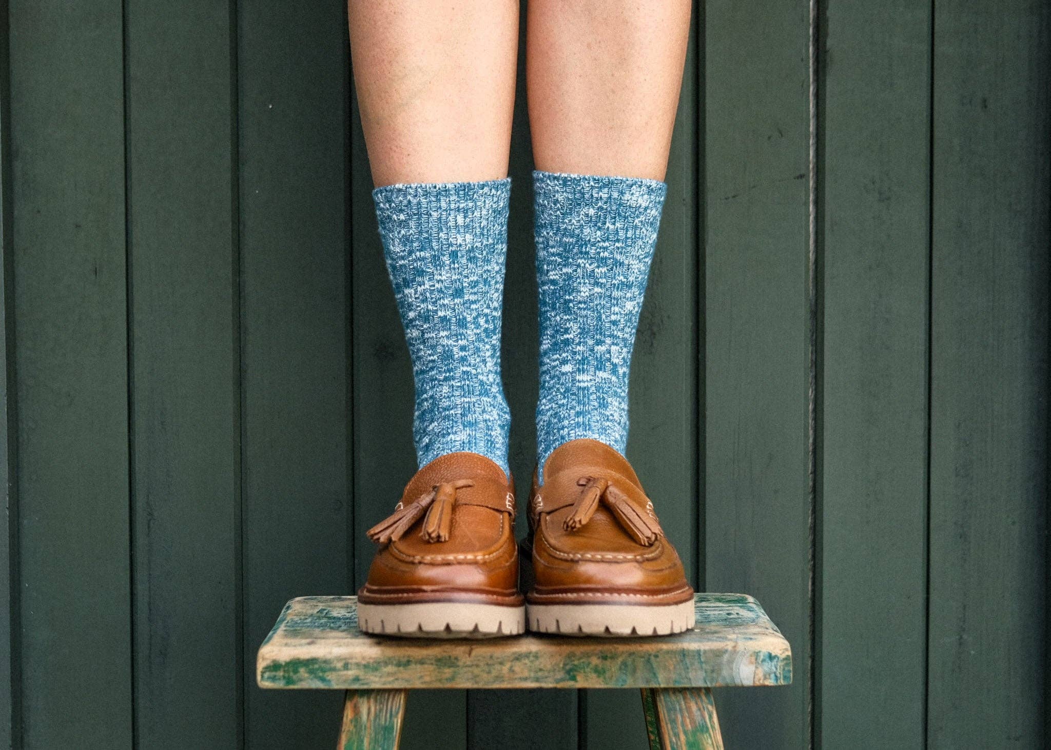 Blue Chunky Knit Socks - Regular Length for wholesale on Faire0