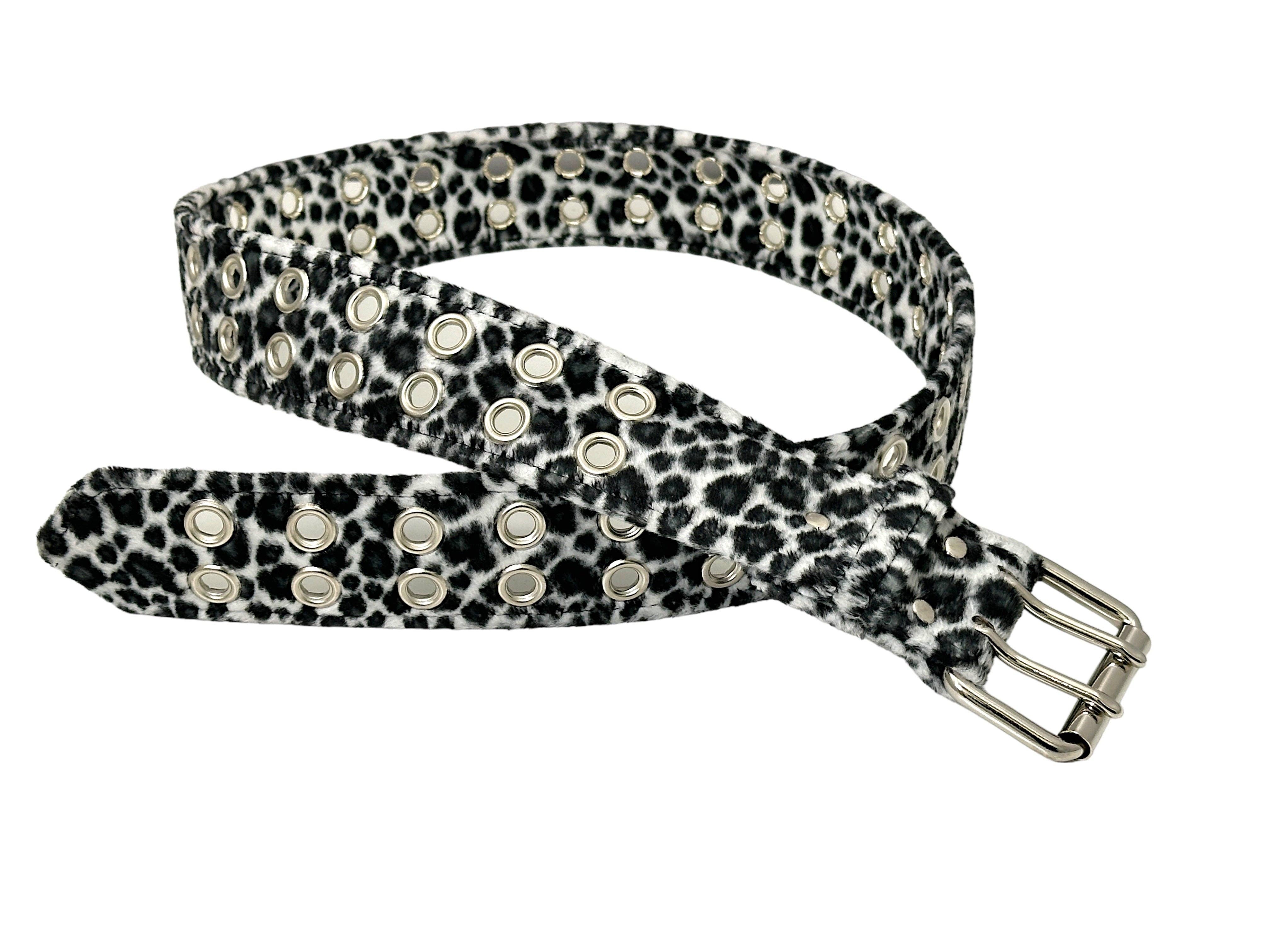 Wholesale BT145L-WHITE LEOPARD FUZZY 2 ROW GROMMET EYELET