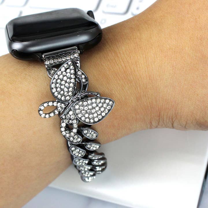ShopTrendsNow - Wholesale Watch Band/Strap - Women's - Butterfly Crystal CZ Rhinestone Bling Apple Watch Band