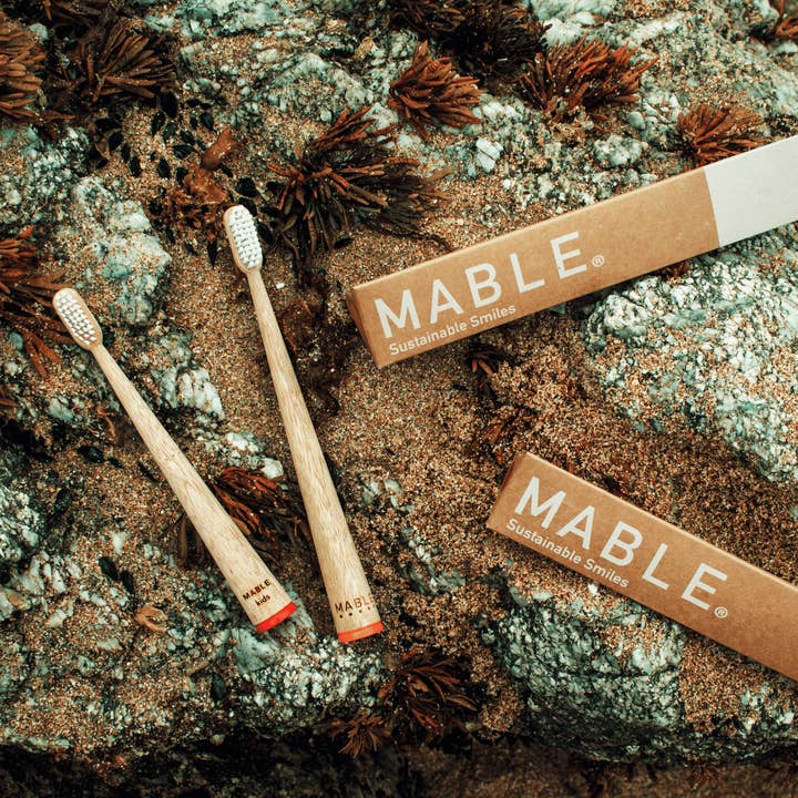 MABLE - Wholesale Toothbrush - Adult Orange - Bamboo Toothbrush - Wholesale Singles