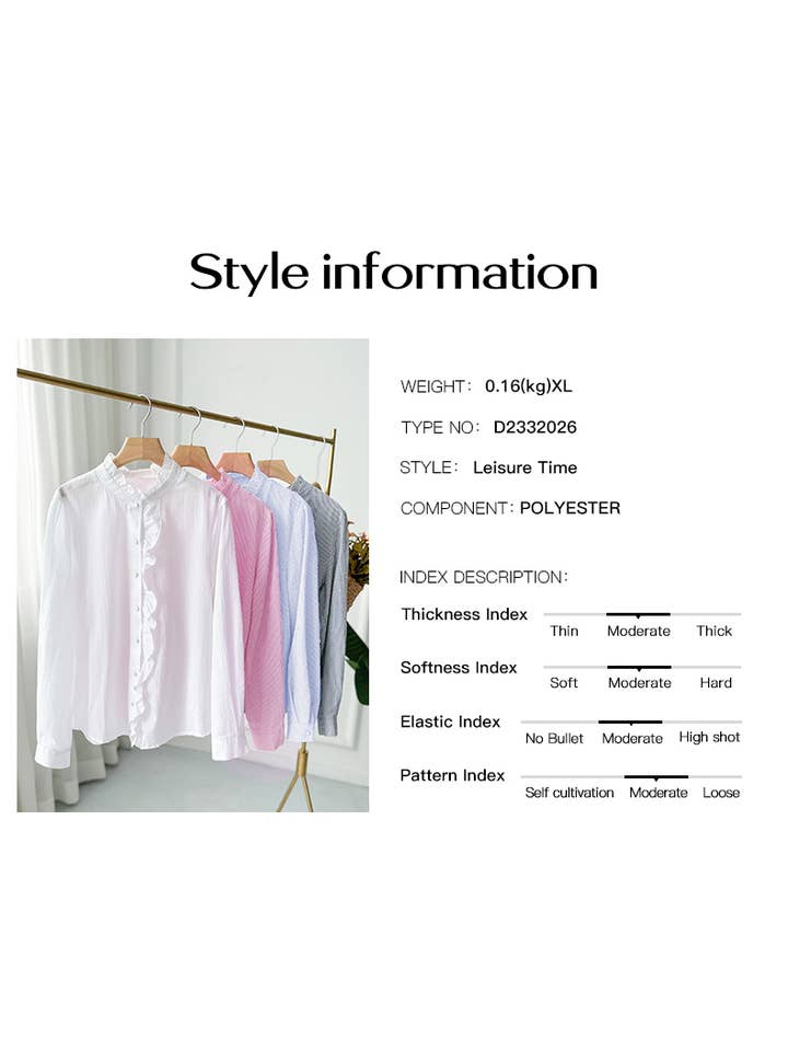 YNIQUE – Großhandel Hemd mit Button-down-Kragen – Damen – Langarmbluse mit Stehkragen für Damen1