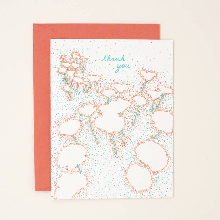 Coffret Thank You Floating Poppies — Carte de vœux printanière pour la vente par Helen Edna