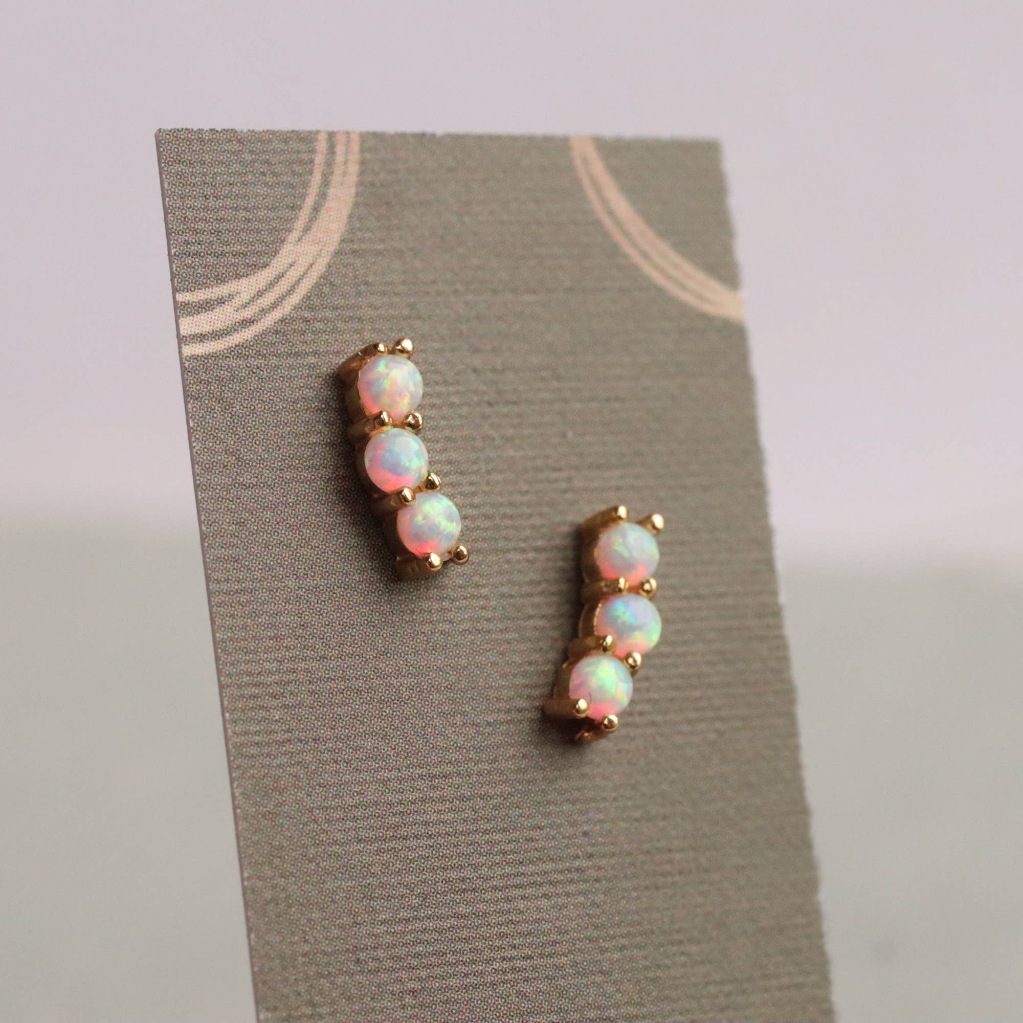 Silk Purse, Sow's Ear - Wholesale Stud/Post Earrings - Stacked Opal Stud Earrings2
