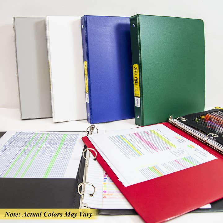 Luna Office Supply - Everyday Essential - Wholesale Binder - 1" Asst. Color 3- Ring Binder w/ 2-Pockets