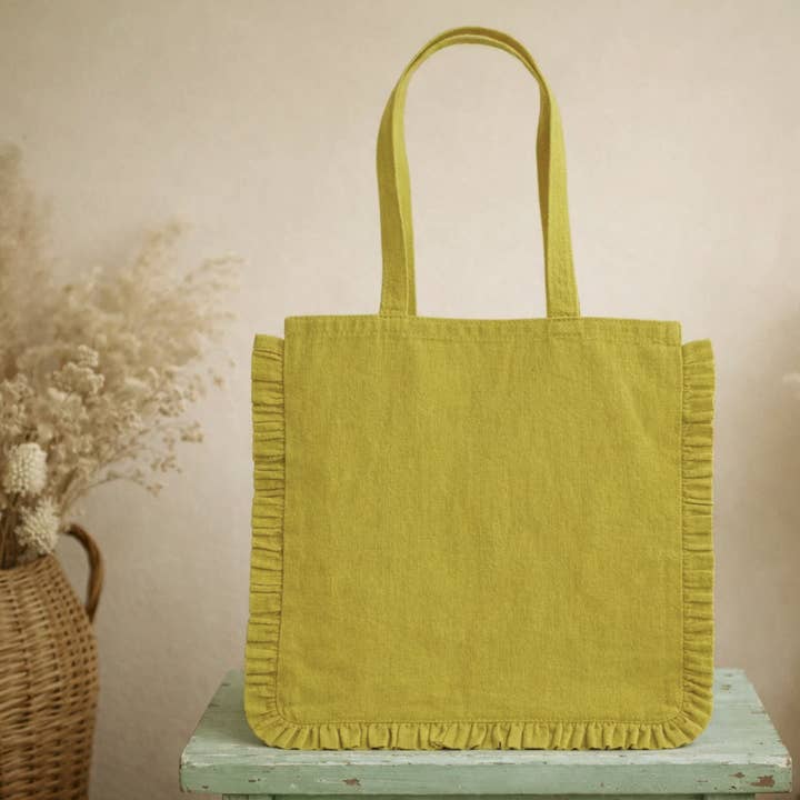 House of Kraft - Wholesale Tote Bag - Women's - Canvas Ruffle Tote | Canvas Colored Tote Bag | Unbranded 33