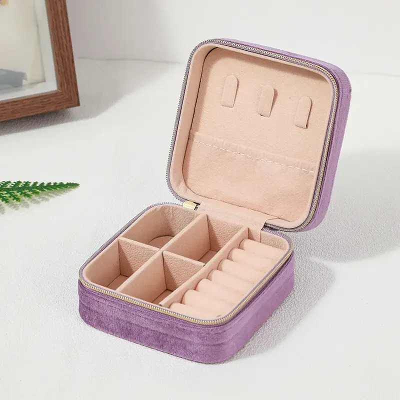Sweet Cherry Sky - Wholesale Jewelry Box/Organizer - Plush Jewelry Box for Travel in Assorted Colors1