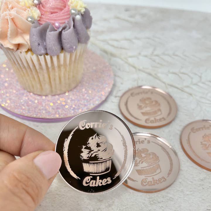 Pretty Box Ltd - Wholesale Cake/cupcake topper - Logo Branded Disc | Business Printed Marketing Tags14