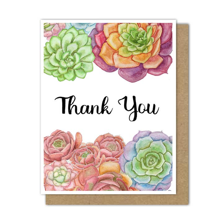 Bedankkaartenset, "Kleurrijke Vetplanten", Set van 6 voor wholesale door Motif's Art Studio