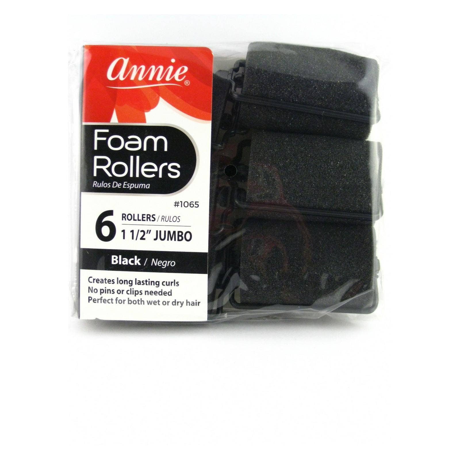 KT Supply - Wholesale Hair Curlers - 1 1/2" Annie Foam Hair Rollers, Black, 6/PK1