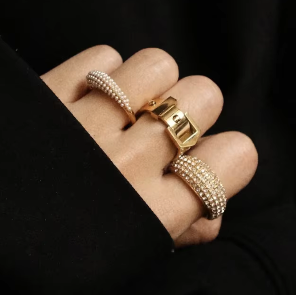 Gold Pavé-Domring - Stahl 14K für den Großhandel auf Faire3