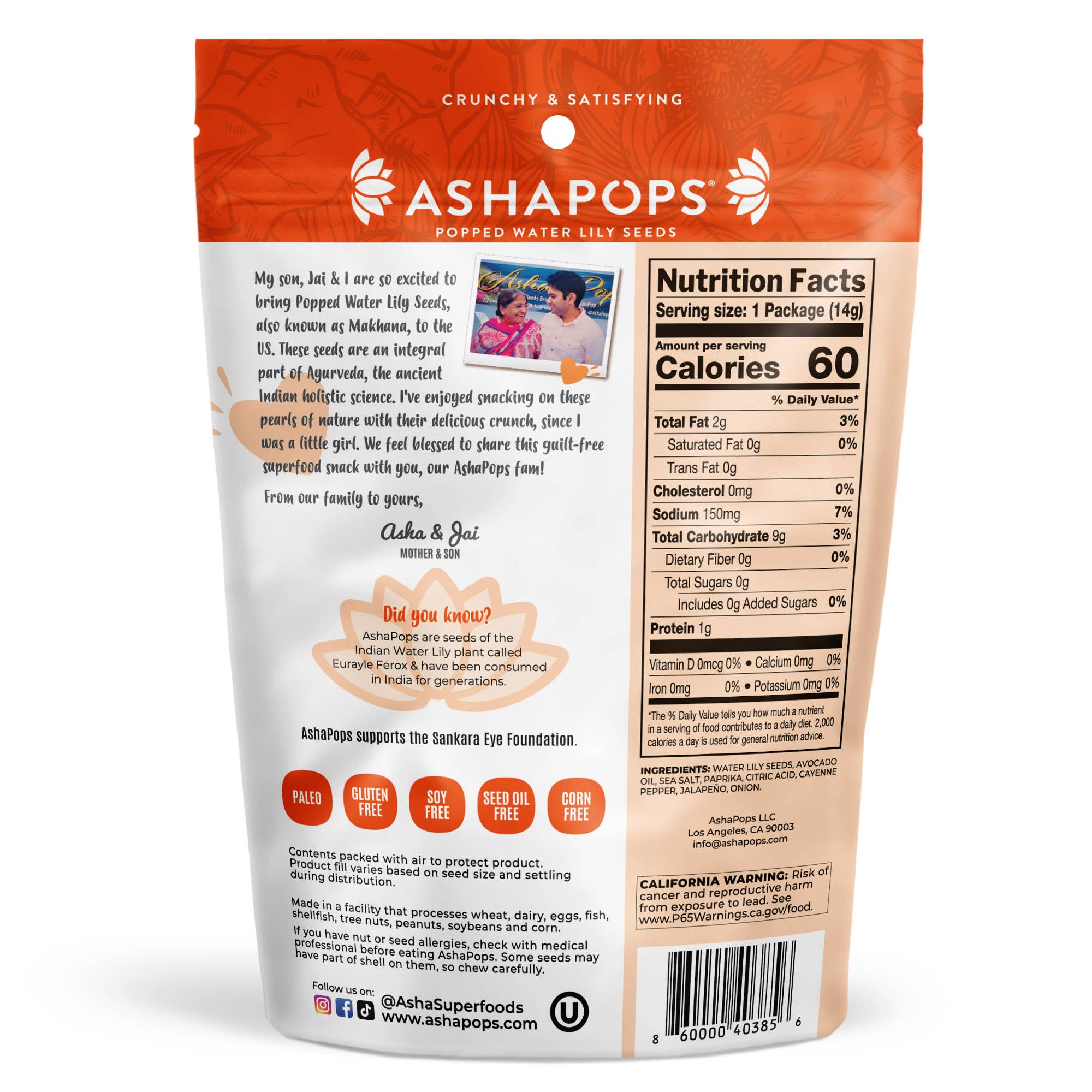 AshaPops - Wholesale Puffed Snack - 0.5oz Chili Lime - AshaPops Popped Water Lily Seeds1